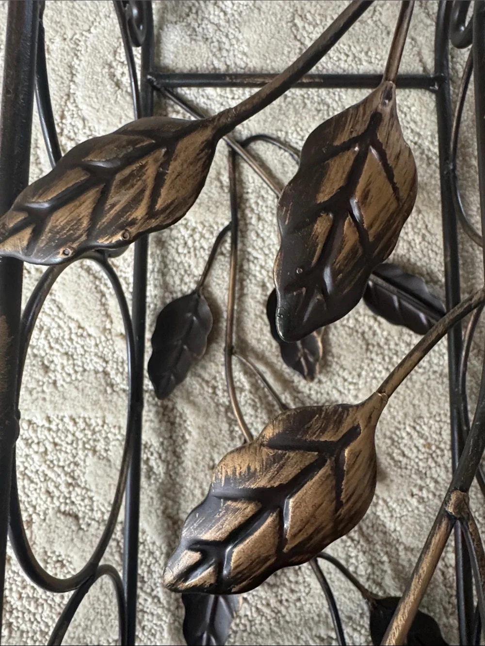 Vintage Wrought Iron 3-Bottle Wine Rack Caddy Holder with Handle